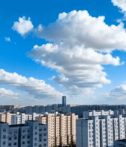 城市建筑群蓝天白云全景11215#横屏 