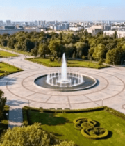 城市公园喷泉鸟瞰景观13275#横屏 