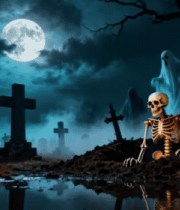 万圣节墓地幽灵骷髅场景3571#横屏 