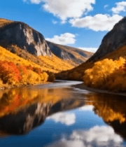 秋季山谷河流自然风光7984#横屏 