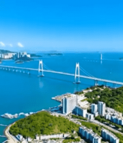 城市海港桥梁航拍全景14698#横屏 