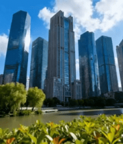 城市河畔高楼景观4349#横屏 