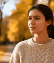 秋日公园女子漫步9075#横屏 