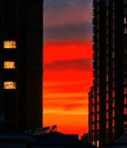 城市高楼晚霞景象15041#横屏 