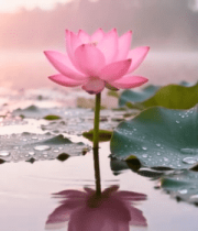 清晨荷塘粉色荷花特写3818#横屏 