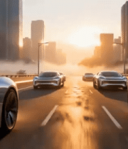 	 城市道路上行驶的未来感汽车11537#横屏 