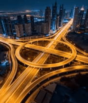 城市高架桥夜景车流俯瞰7088#横屏 