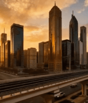 	 城市高架桥日落车流高铁画面13610#横屏 