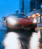 城市道路上行驶的红色跑车8624#横屏 