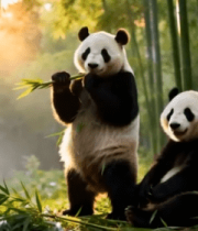 竹林中大熊猫吃竹子场景2866#横屏 