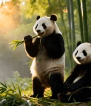 竹林中大熊猫吃竹子场景2866#横屏 