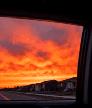 车内视角看日落公路景色6794#横屏 
