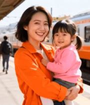 车站母亲抱孩子场景716#横屏 