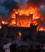 城堡被火焰攻击的场景5444#横屏 