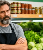 超市内男士与女士交流画面14585#横屏 