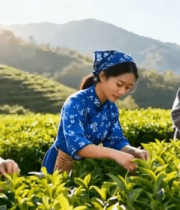 茶农茶山采茶场景11805#横屏 