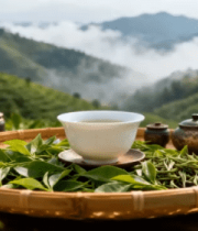 茶山茶具与新鲜茶叶素材8067#横屏 