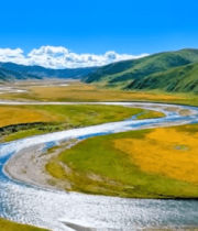 草原河流自然风光全景47#横屏 