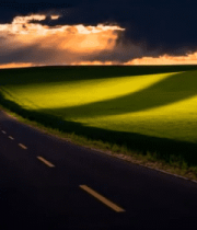 草原公路日落风景4253#横屏 