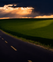 草原公路日落风景4253#横屏 