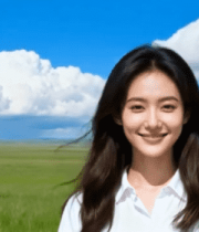 草原上微笑的女子8319#横屏 