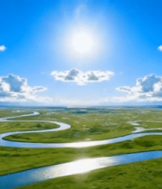 草原蜿蜒河流全景1766#横屏 