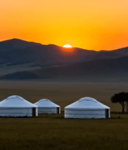 草原夕阳下的蒙古包9530#横屏 