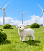 草原小羊与风力发电机景观5485#横屏 