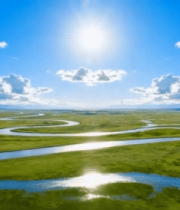 草原蜿蜒河流全景1766#横屏 