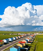 	 草原乡村多彩房屋风景11374#横屏 