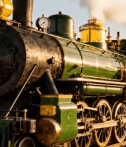 草原上的老式蒸汽火车14155#横屏 