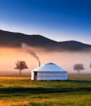 草原上的蒙古包日出景象6305#横屏 