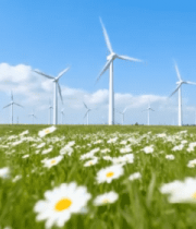 草原上的风力发电机素材(2)6175#横屏 