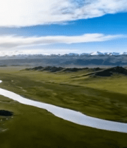 草原河流雪山自然风光2232#横屏 