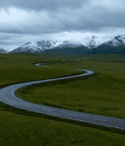 草原公路雪山自然风光素材4872#横屏 