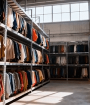 仓库内挂满各式服装的场景12349#横屏 