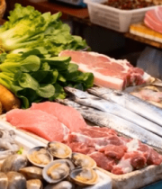 菜市场肉类海鲜蔬菜展示8657#横屏 