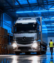 仓库内货运卡车与工作人员场景9126#横屏 