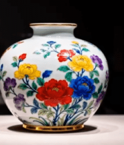 彩色花卉图案瓷器特写7687#横屏 