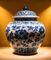 博物馆展示青花瓷罐1561#横屏 