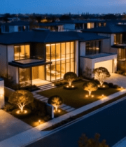 别墅群黄昏灯光景观9242#横屏 