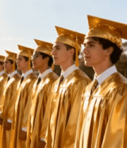 毕业生身着学士服整齐列队1236#横屏 