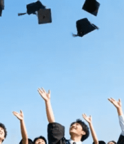 毕业生抛学士帽庆祝毕业5892#横屏 