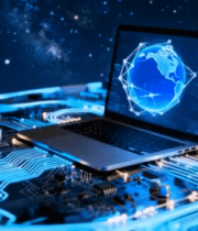 笔记本电脑置于电路板上14901#横屏 