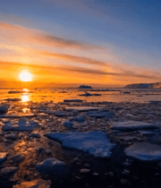 北极冰面日落景象13674#横屏 