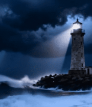 暴风雨中的海边灯塔10195#横屏 