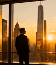 办公室商人眺望城市高楼12613#横屏 