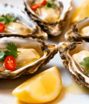 	 摆盘精致的生蚝美食素材7328#横屏 