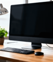 办公室内电脑办公桌面场景9463#横屏 