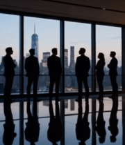 办公室内商务人士城市景观前剪影11719#横屏 